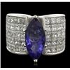 Image 2 : 18KT White Gold 3.25ct Tanzanite and Diamond Ring