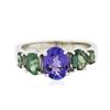 Image 2 : 14KT White Gold 1.08ct Tanzanite and Green Chrysoberyl Ring