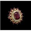 Image 1 : 10.10ctw Ruby and Diamond Ring - 14KT Yellow Gold