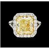 Image 2 : EGL USA Cert 6.95ctw Fancy Yellow Diamond Ring - Platinum
