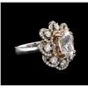 Image 1 : GIA Certified 4.02ct White Sapphire and Diamond Ring - 14KT Two-Tone Gold