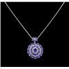 Image 1 : 14KT White Gold 12.68ctw Tanzanite and Diamond Pendant With Chain