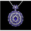 Image 3 : 14KT White Gold 12.68ctw Tanzanite and Diamond Pendant With Chain