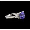 Image 1 : 3.66ct Tanzanite and Diamond Ring - 14KT White Gold