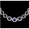Image 3 : 91.43ctw Blue Star Sapphire and Diamond Necklace - 14KT White Gold