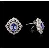 Image 2 : 14KT White Gold 2.46ctw Tanzanite and Diamond Earrings