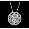 Image 1 : 14KT Two-Tone Gold 2.19ctw Diamond Pendant With Chain