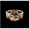Image 2 : 14KT Yellow Gold 3.41ct Morganite and Diamond Ring