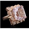 Image 1 : 14KT Rose Gold GIA Certified 25.19ct Kunzite and Diamond Ring