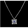 Image 1 : 5.10ct Tanzanite and Diamond Pendant With Chain - 18KT White Gold