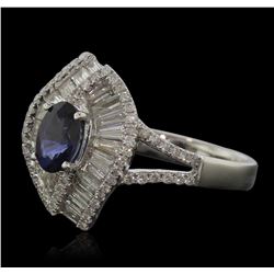 14KT White Gold 1.01ct Sapphire and Diamond Ring