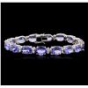 Image 1 : 14KT White Gold 22.56ctw Tanzanite and Diamond Bracelet