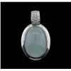 Image 1 : 24.19ct Quartz and Diamond Pendant With Chain - 18KT White Gold