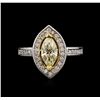 Image 1 : 1.30ctw Fancy Yellow Diamond Ring - 14KT Two-Tone Gold