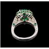 Image 3 : 4.63ctw Emerald and Tsavorite Ring - 14KT White Gold