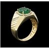 Image 3 : 3.98ct Emerald and Diamond Ring - 14KT Yellow Gold