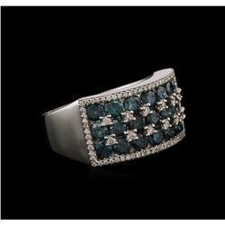 3.68ctw Fancy Blue Diamond Mens Ring - 14KT White Gold