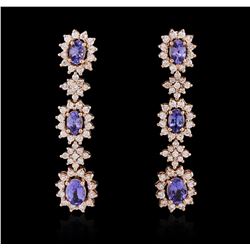 14KT Rose Gold 5.16ctw Tanzanite and Diamond Earrings