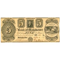 1837 $5 Manchester Bank Note