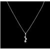 Image 1 : 14KT White Gold 0.10ctw Diamond Pendant With Chain