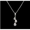 Image 2 : 14KT White Gold 0.10ctw Diamond Pendant With Chain