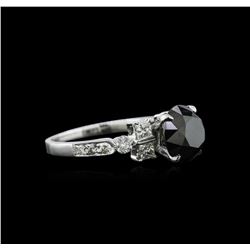 3.51ctw Black Diamond Ring - 18KT White Gold