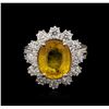 Image 1 : 5.66ct Yellow Sapphire and Diamond Ring - 14KT White Gold