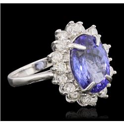 14KT White Gold 5.05ct Tanzanite and Diamond Ring