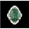 Image 2 : 14KT White Gold 4.19ctw Emerald and Diamond Ring