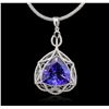Image 1 : 14KT White Gold 11.31ct GIA Certified Tanzanite and Diamond Pendant With Chain