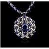 Image 1 : 14KT White Gold 71.36ctw Sapphire and Diamond Necklace