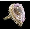 Image 1 : 14KT Yellow Gold 38.02ct GIA Certified Kunzite and Diamond Ring