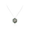 Image 2 : 14KT White Gold 12.24ctw Chrysoberyl and Diamond Pendant With Chain