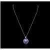 Image 4 : 14KT White Gold 3.96ctw Tanzanite and Diamond Pendant With Chain