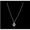 Image 2 : 14KT White Gold 1.33ct Emerald and Diamond Pendant With Chain