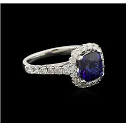 3.00ct Blue Sapphire and Diamond Ring - 14KT White Gold