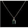 Image 2 : 14KT Rose Gold 18.78ct Emerald and Diamond Pendant With Chain