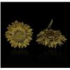 Image 1 : 0.38ctw Diamond Non-Pierced Sunflower Earrings - 18KT Yellow Gold