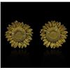 Image 2 : 0.38ctw Diamond Non-Pierced Sunflower Earrings - 18KT Yellow Gold