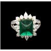 Image 2 : 6.53ct Emerald and Diamond Ring - 18KT Two-Tone Gold