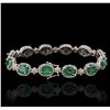 Image 2 : 14KT White Gold 10.60ctw Emerald and Diamond Bracelet