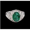 Image 2 : 3.16ct Emerald and Diamond Ring - 14KT White Gold