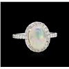 Image 1 : 2.04ct Opal and Diamond Ring - 14KT White Gold