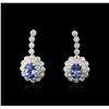 Image 1 : 14KT White Gold 3.58ctw Tanzanite and Diamond Earrings