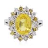 Image 2 : 14KT White Gold GIA Certified 3.35ct Yellow Sapphire and Diamond Ring