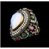 Image 2 : 17.00ct Multicolor Crystal and Multi Gemstone Ring - 925 SILVER