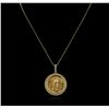 Image 2 : 14KT Yellow Gold 1.09ctw Diamond Coin Pendant With Chain