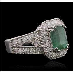 14KT White Gold 2.23ct Emerald and Diamond Ring