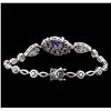 Image 2 : 5.62ct Tanzanite and Diamond Bracelet - 14KT White Gold