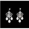 Image 3 : 0.22ctw Pearl and Diamond Pendant and Earrings Suite - 14KT White Gold
